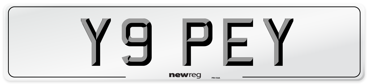 Y9 PEY Number Plate from New Reg